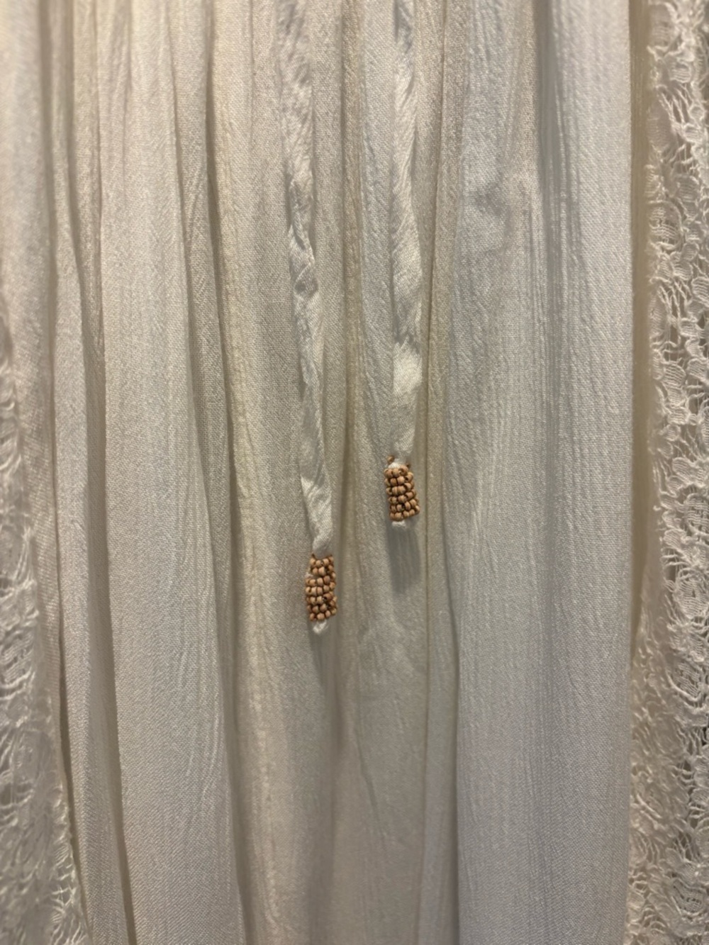 Free People Trail Of Flowers Maxi Dress Lace Ivory White Small NWT NEW bead tie - Picture 11 of 14